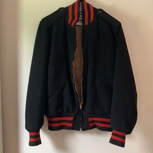Vintage Black w/red trim Bomber Jacket